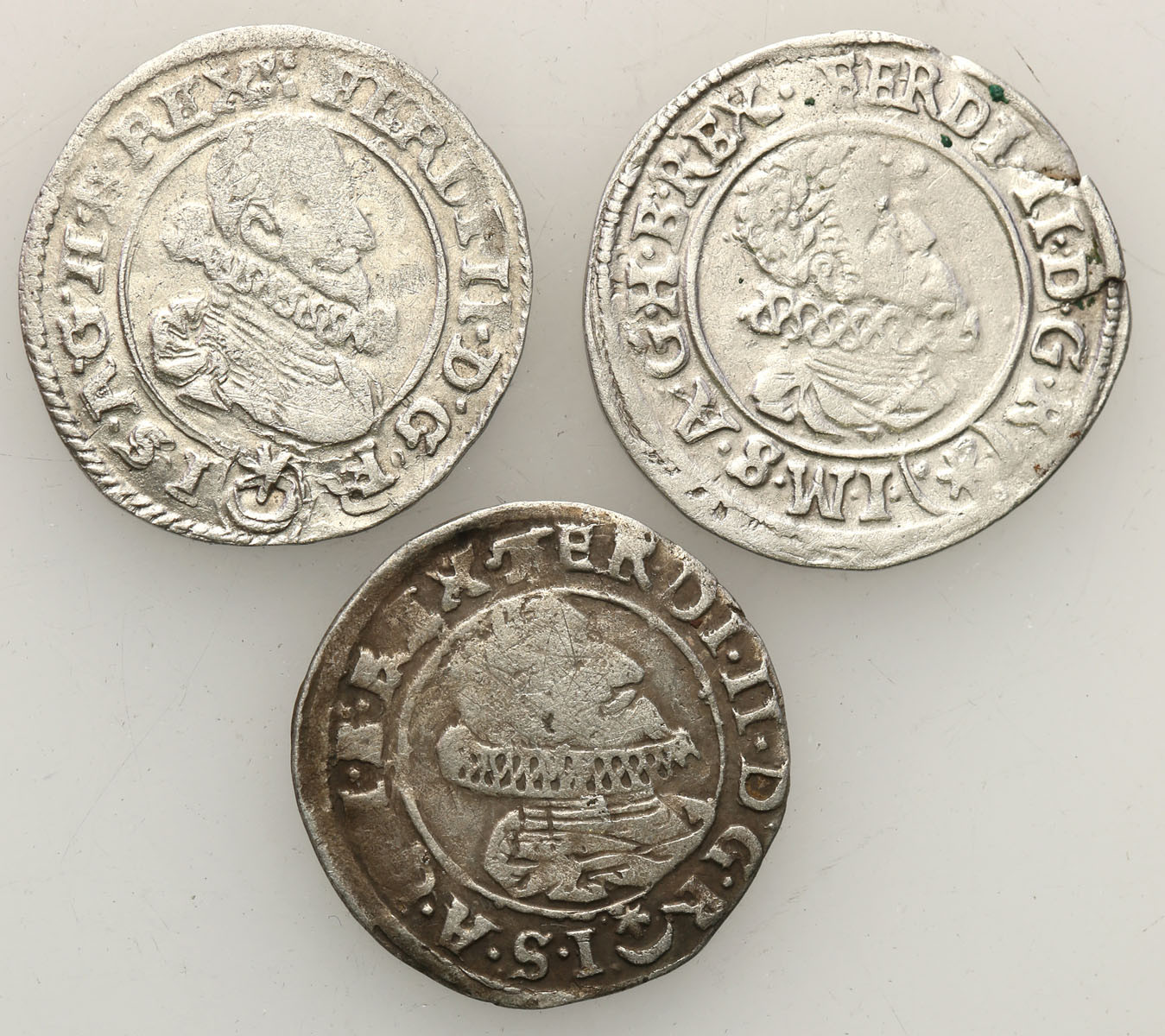 Austria, Ferdynand III (1619-1637), 3 krajcary 1624, 1627, 1630, Praga, zestaw 3 monet